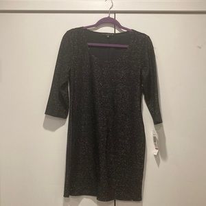 New Tiana B. Black Dress with Silver Sparkles and Sleeves, Size 10